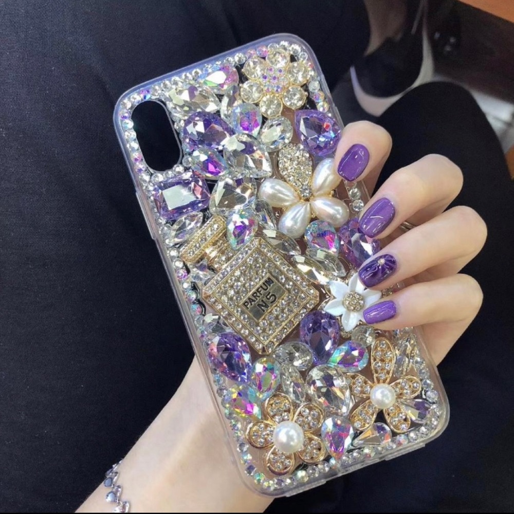 Iphone 11 12 XR 7 8 SE 2020 Clear Purple Diamond Case iPhone - Picture 2 of 3